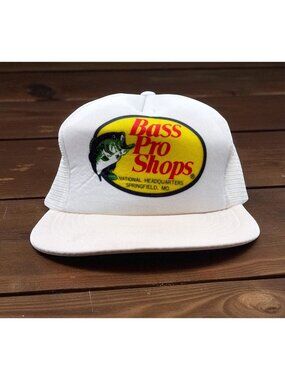 Vintage Bass Pro Shops Trucker Hat Snapback Natl Headquarters Springfield MO